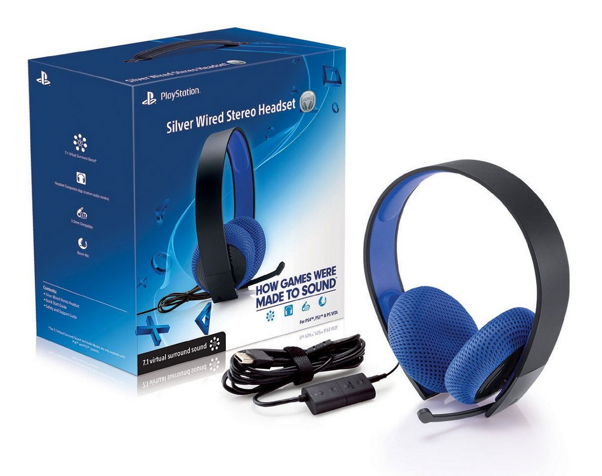 PlayStation Silver Wired Stereo Headset PS4 PS3