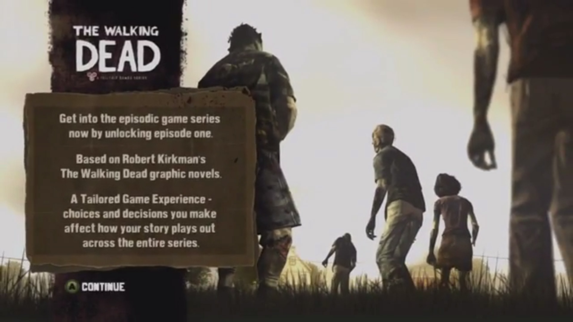 XBLA Xbox Live Arcade The Walking Dead Unlock Screen 360