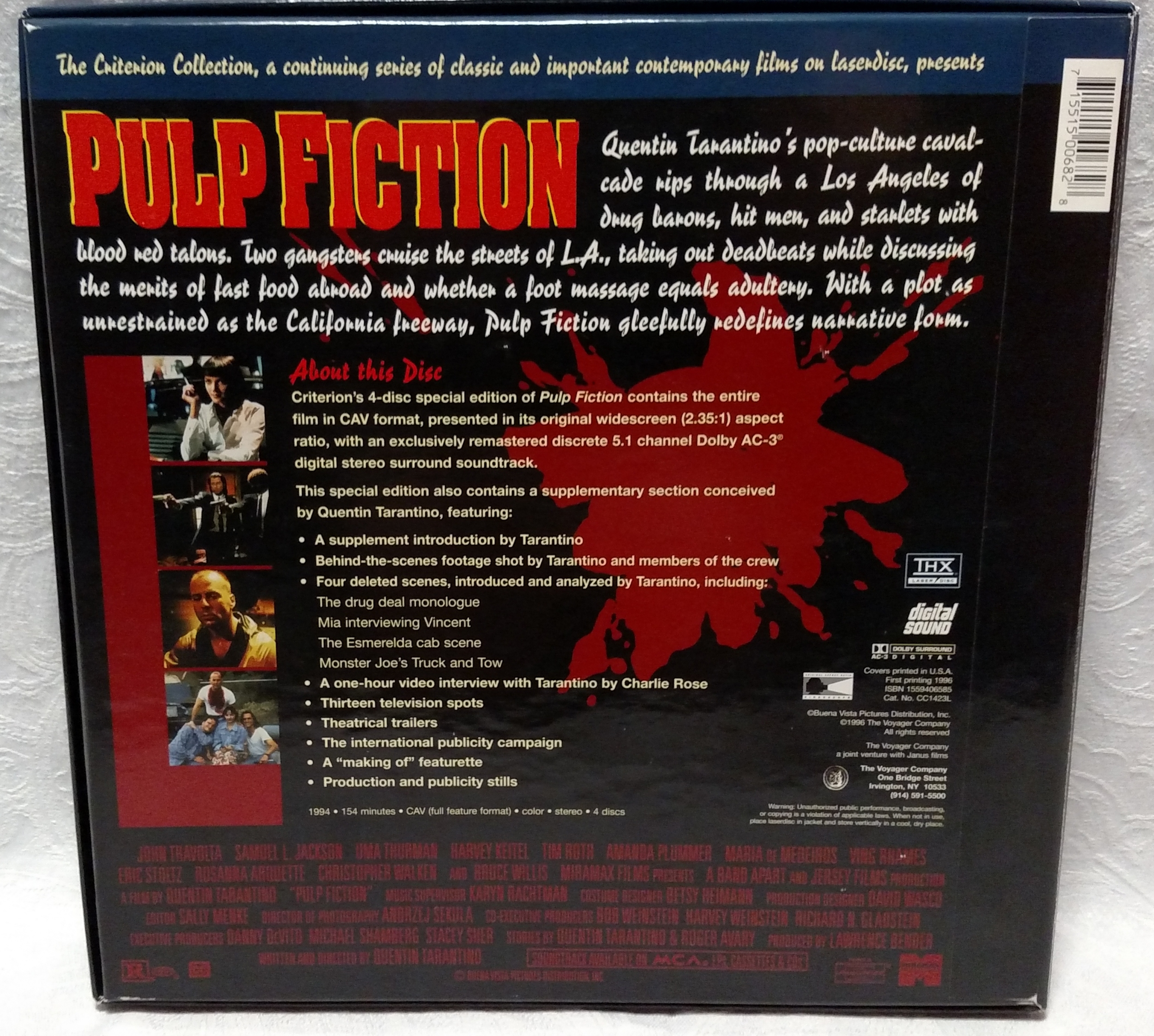 Pulp Fiction Criterion Laserdisc Box Back