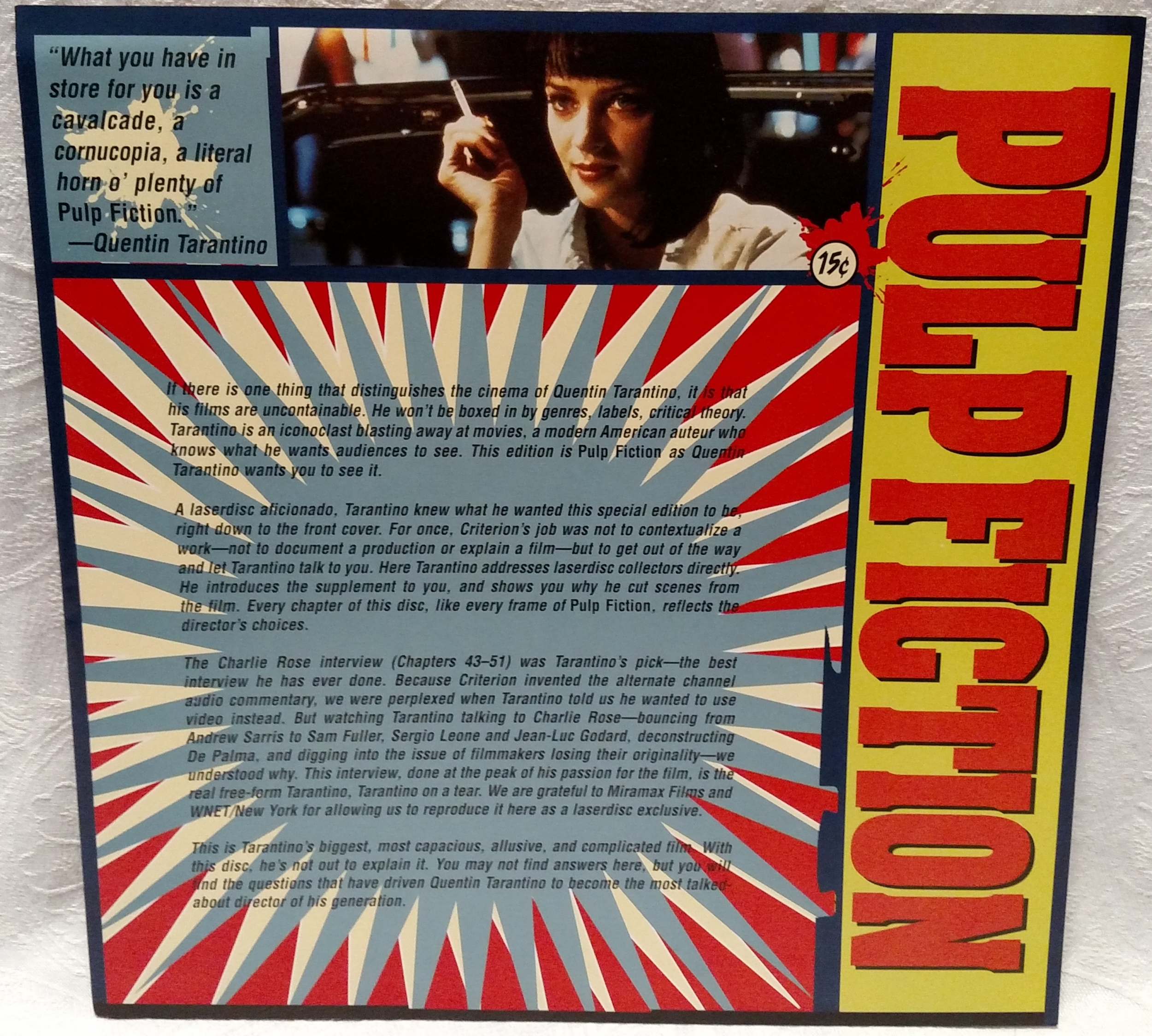 Pulp Fiction Criterion Laserdisc Booklet Front