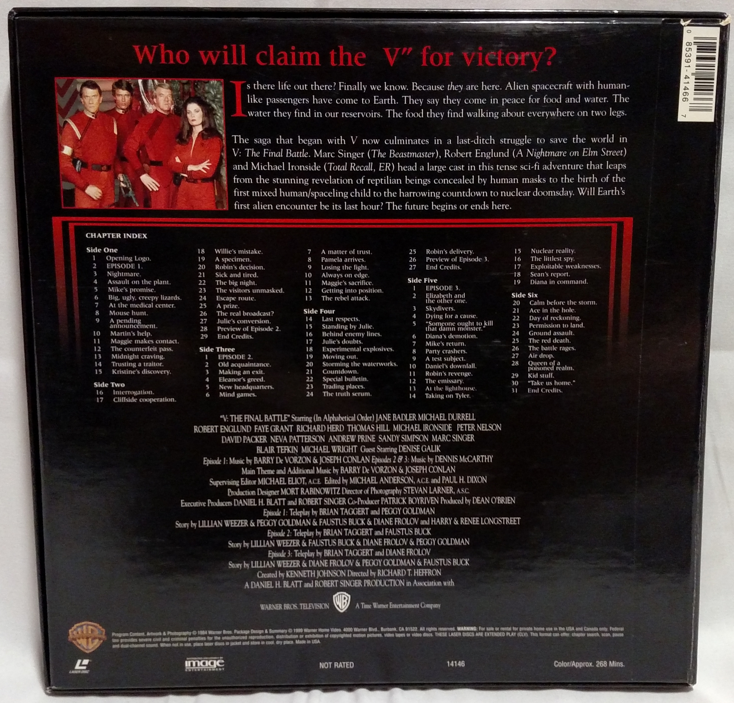 V: The Final Battle Laserdisc Back