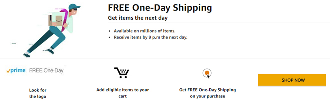 Starts Rolling Out Free One-Day Shipping for Prime Members