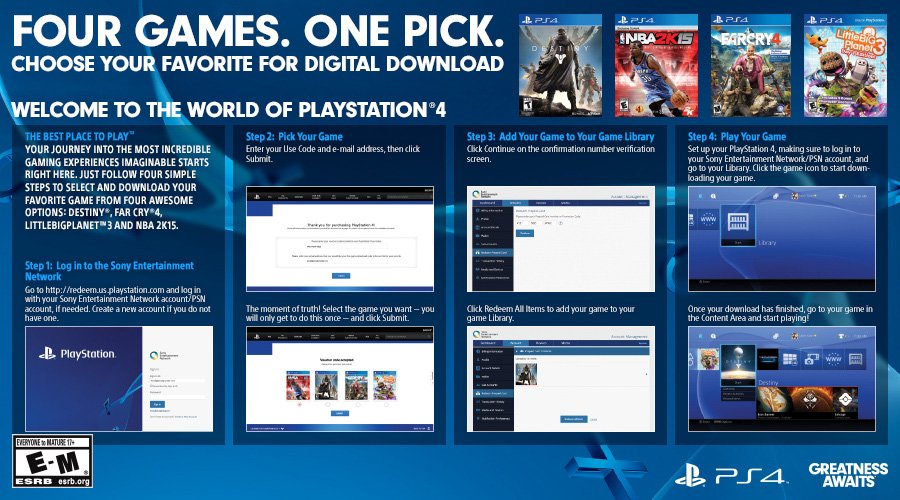 PS4 four Games Pick one instructions