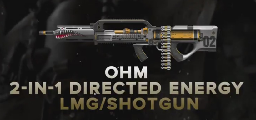 Ascendance DLC Pack bonus weapons The OHM directed energy hybrid weapon LMG/Shotgun