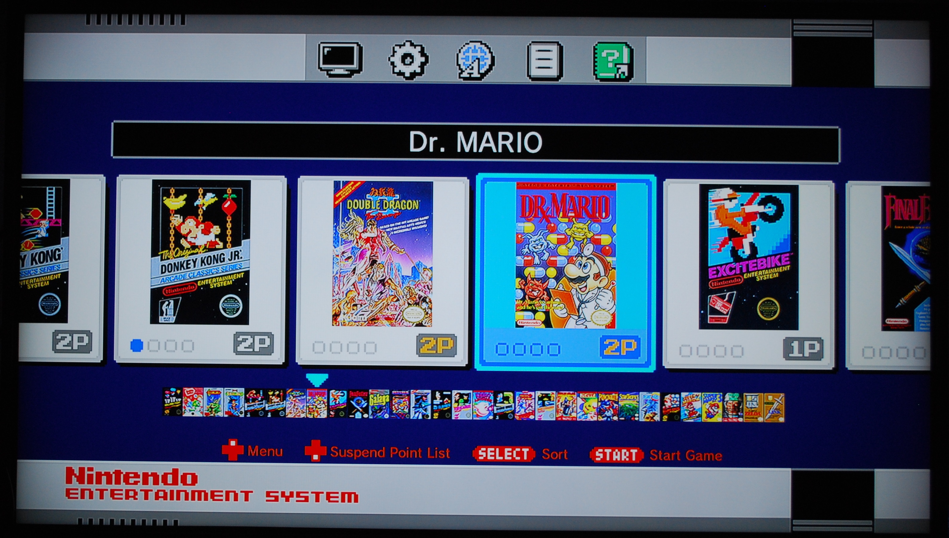 Nintendo Classic Mini Game selection screen