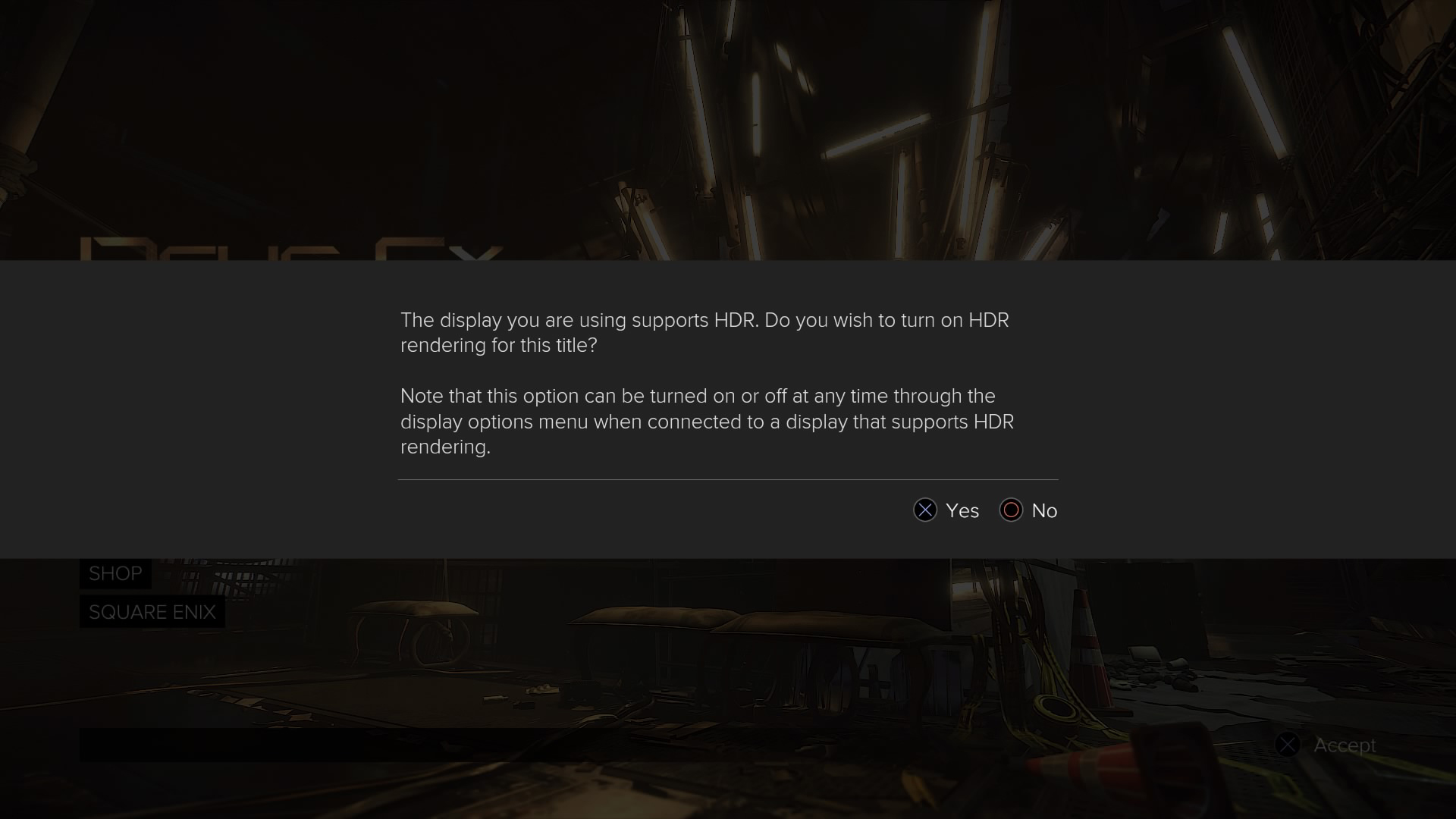 Deus Ex Mankind Divided HDR PS4 Prompt