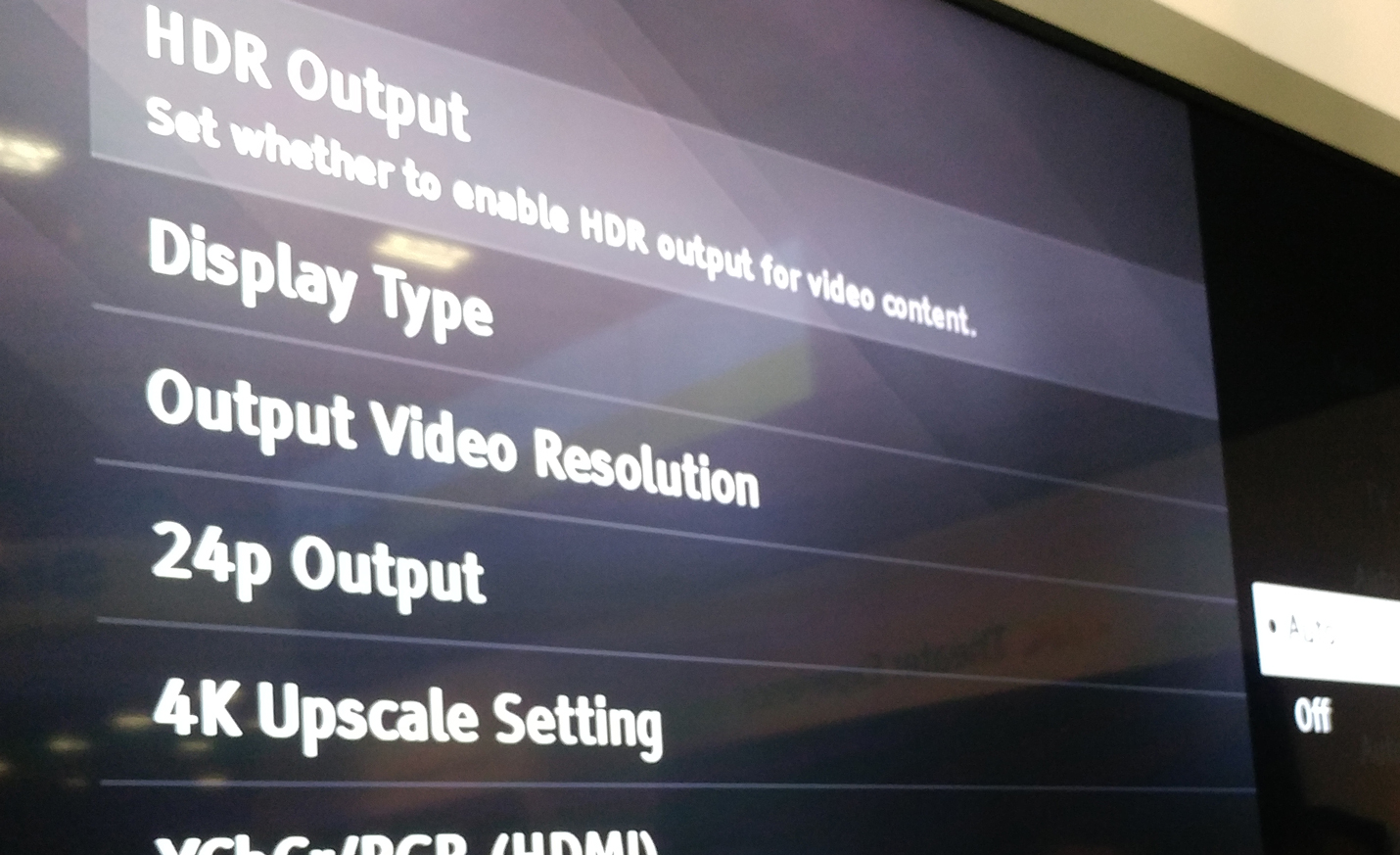 Sony UBP-X1000ES Ultra Hd Blu-ray Player CEDIA 2016 Impressions Screen Settings HDR Output