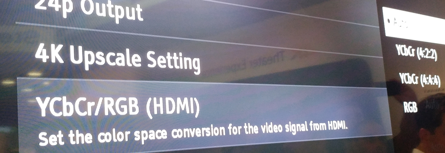 Sony UBP-X1000ES Ultra Hd Blu-ray Player CEDIA 2016 Impressions Screen Settings YCbCr/RGB