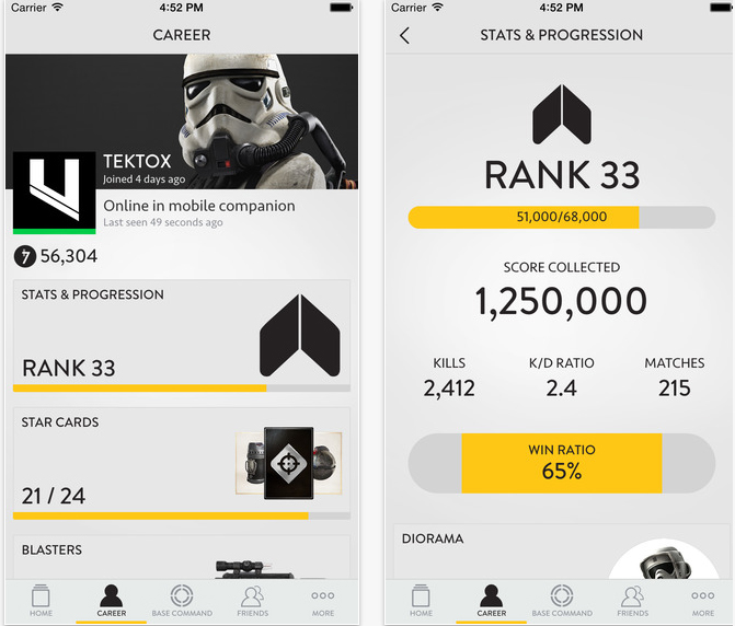 'Star Wars: Battlefront' Companion App screen
