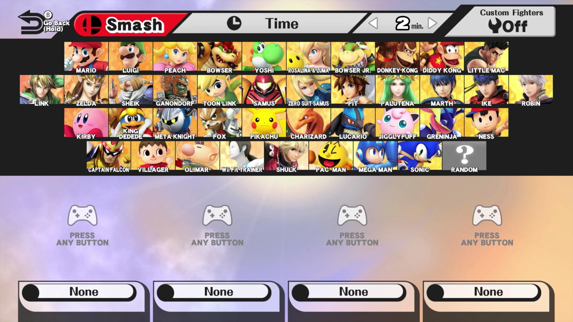 Super Smash Bros. Wii U Character select
