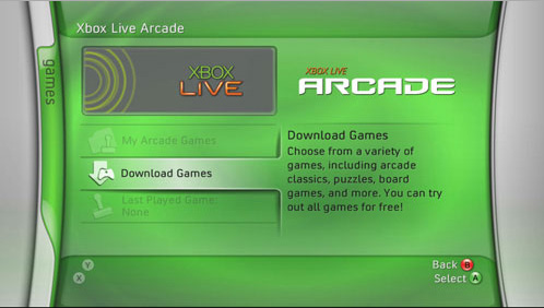 XBLA Xbox Live Arcade Classic Dashboard 360
