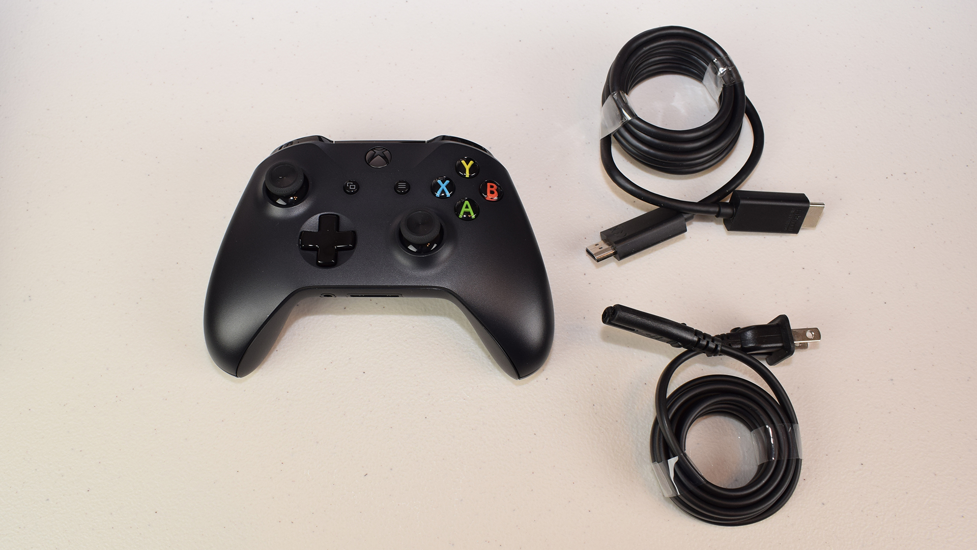 Xbox One X review included controller, power cable, and HDMI cable