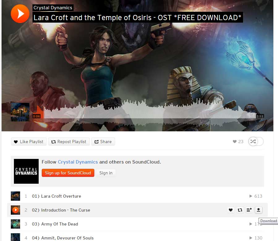 free 'Lara Croft and the Temple of Osiris' Soundtrack